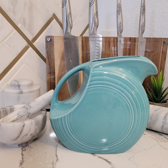 Fiestaware Turquoise disk Water Pitcher. Perfect as a pitcher or a vase. - Picture 1 of 9